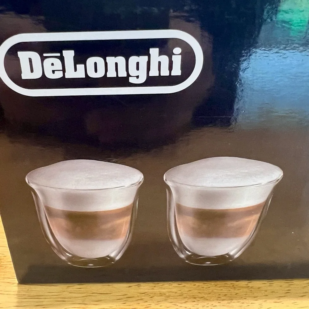 DeLonghi Cappuccino Glasses Double Wall 270ml (9.1oz) Thermal Glass Set of 2